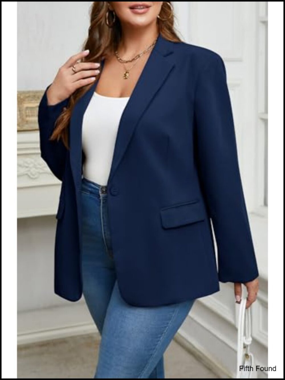 Plus Size Open Front Blazer Long Sleeve Work Office Suit Jacket Polyester - Picture 2 of 5